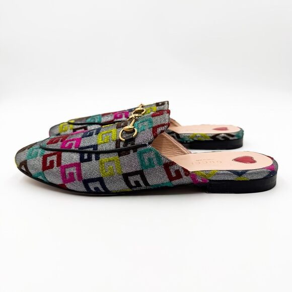 Gucci Princetown Horsebit Lurex Velvet Loafer Mules GG EU 40 US 10 - Picture 4 of 11